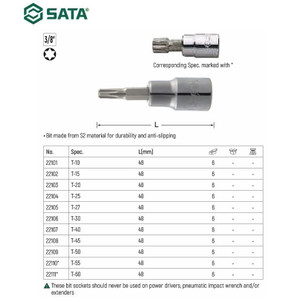 Mata Sok Bit Bintang T55 22110 - 3/8" Dr. Bit Socket Torx Sata Tools