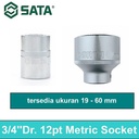 Kunci Mata Sok 16602 - Socket 3/4" Dr. 12PT. 19 mm Sata Tools