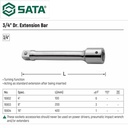 Sambungan/Adaptor Shock 16902 - 3/4" Dr. Extension Bar 4" Sata Tools