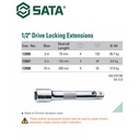 Kunci Adaptor Sok 250 mm 13908 1/2'' Lock Extension 10" Sata Tools