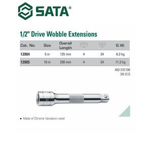 Kunci Shock Adaptor Sok 13905 1/2" Dr. Wobble Extension 10" Sata Tools
