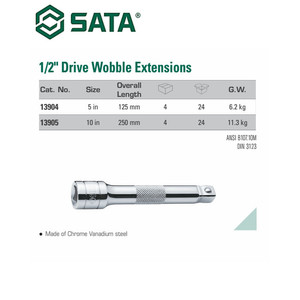 Kunci Shock Adaptor Sok 13904 1/2" Dr. Wobble Extension 5" Sata Tools
