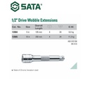 Kunci Shock Adaptor Sok 13904 1/2" Dr. Wobble Extension 5" Sata Tools
