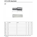 Kunci Sok Panjang 13817 1/2” /12.5mm 12PT Deep Socket 17 mm Sata Tools