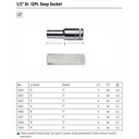 Kunci Sok Panjang 13813 1/2” /12.5mm 12PT Deep Socket 13 mm Sata Tools