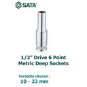 Kunci Shock Panjang Metrik 13408 1/2" 6PT Deep Socket 17 mm Sata Tools
