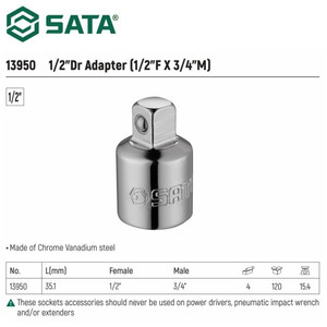 Adaptor Socket 13950 1/2"Dr Adapter (1/2"F X 3/4"M) Sata Tools