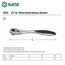 Gagang Kunci Sok 13970 1/2" Offset Quick-Release Ratchet Sata Tools