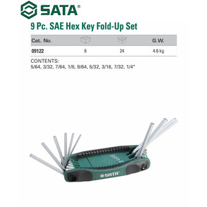 Kunci L Lipat Set 9 Pcs Inci 09122 Portable Foldup SAE Sata Tools