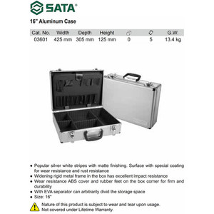 Kotak Perkakas 16" 03601 Tools Box Aluminum Sata Tools