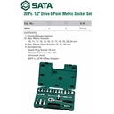 Kunci Shock Mata Sok 20 Pc Metrik 09005 1/2" 6PT Socket Set Sata Tools