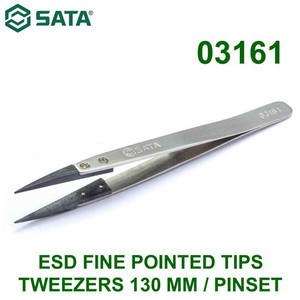 Pinset Runcing 130 mm 03161 ESD Fine Pointed Tips Tweezers Sata Tools