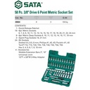 Kunci Shock Mata Sok 58 Pc Metrik 09004 3/8" 6PT Socket Set Sata Tools