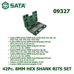 Mata Obeng Sata Tools 09327 ( 42 PCS. 8MM Hex Shank Bits Set )