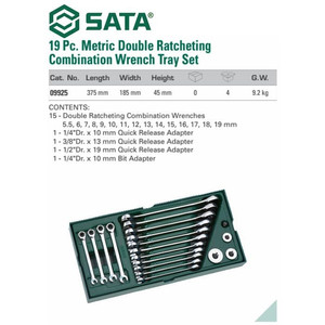Kunci Ring Pas 19 Pc Metrik 09925 D Ratchet Wrench Tray Set Sata Tools