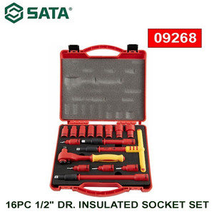 Kunci Sok Listrik 16 Pcs 09268 1/2" Dr Insulated Socket Set Sata Tools
