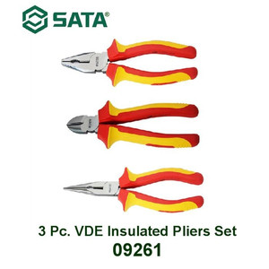 TANG INSULATED SET LISTRIK VDE 09261 - 3 PCS INSULATED PLIERS SET SATA TOOLS