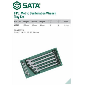Kunci Ring Pas 8 Pcs Metrik 09907 Combination Wrench Tray Sata Tools