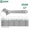 Kunci Inggris 05304 12" Large Open Adjustable Wrench Sata Tools