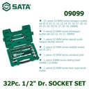 Kunci Sok Shock Set 09099 - 33Pc. 1/2" Dr. Socket Set Sata Tools