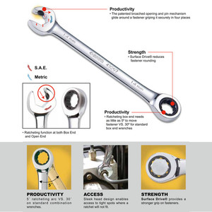 Kunci Ring Pas 3 Pcs Metrik 09076 Comb Ratchet Wrench Set Sata Tools