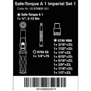 Torsi Pengaman (Inch) Set Wera 05075831001 Safe-Torque 1/4" Sq 2-12 Nm