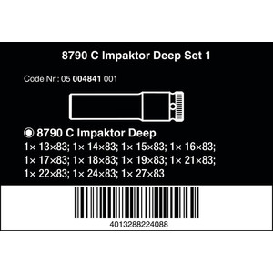 Impact Socket Hex 1/2" Set Wera 05004841001 8790 C Impaktor Deep Set 1