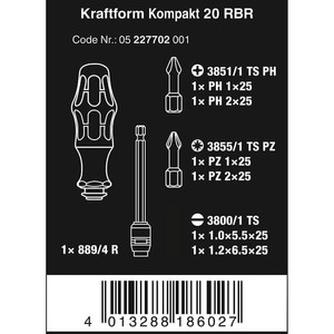 Obeng Bit Set 05227702001 Wera Kraftform Kompakt 20 RBR Obeng Red Bull