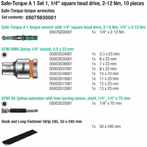 Torsi Pengaman Metric Set Wera 05075830001 Safe-Torque 1/4" Sq 2-12 Nm
