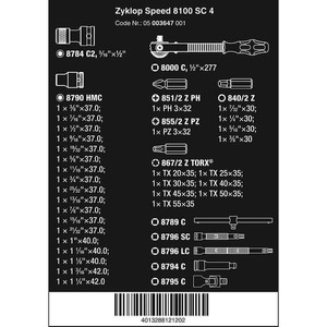 Tool Kit Wera 05003647001 Zyklop Speed Ratchet Set 1/2" Imperial 38Pc