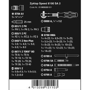 Tool Kit Wera 05003533001 Zyklop Speed Ratchet Set 1/4" Drive Metric