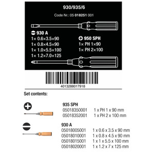 Obeng Wooden Handle Series Set Wera 05018251001 S/Driver Set, 6 Pc