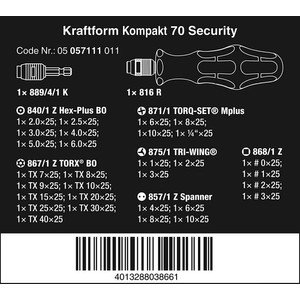 Obeng Bits Set 32 Pc Wera 05057111001 Kraftform Kompakt 71 security