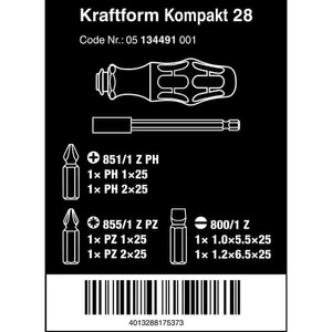 Obeng Bits Set Wera 05134491001 Kraftform Kompakt 28 With Pouch 6 Pc