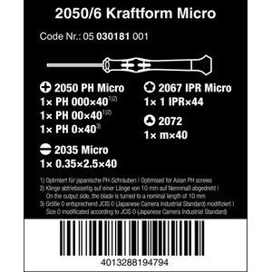 Obeng Mirco Set Wera 05030181001 Screwdriver Set Electronic 6 Pc