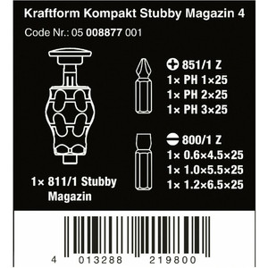 Obeng Bit Stubby Magnet Set Wera 05008877001 Kompakt Stubby - 6 Pc