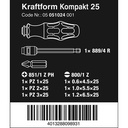 Obeng Bits Set Wera 05051024001 Kraftform Kompakt 25 With Pouch, 7 Pc