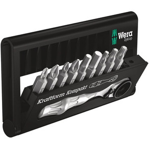 Obeng Bit Ratchet Set Wera 05073645001 Bit-Check 10 Zyklop Mini 1,10Pc