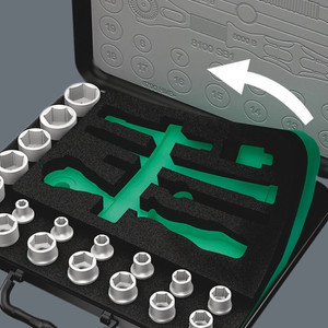 Tool Kit Wera 05003645001 Zyklop Speed Ratchet Set 1/2" Metric 37Pc