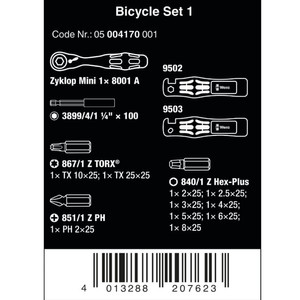 Tool Kits Sepeda Set Wera 05004170001 Tool kits Bicycle Set 1 , 12 Pc