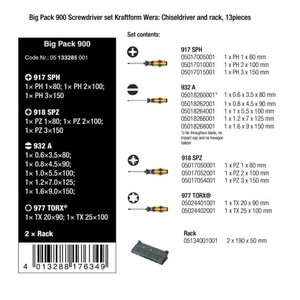 Obeng Ketok Set Wera 05133285001 Screwdriver Set Kraftform - 13 Pc