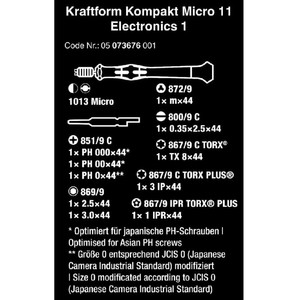 Obeng Micro Set Wera 05073676001 Kompakt Micro 11 Electronics 1, 11 Pc