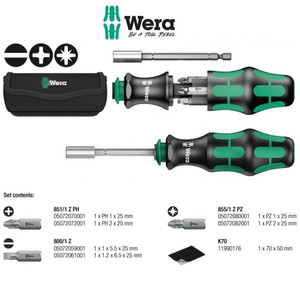 Obeng Bits Set Wera 05134491001 Kraftform Kompakt 28 With Pouch 6 Pc
