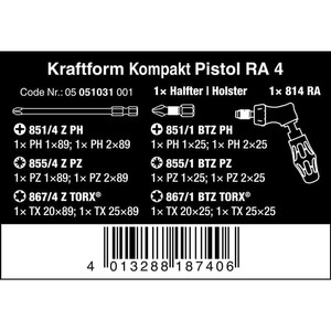 Obeng Bits Set Wera 05051031001 Kraftform Kompakt RA 4, 13 Pc