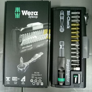 Obeng Bit Ratchet Set Wera 05073640001 Bit-Check 30 Zyklop Mini 1-31Pc