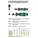 Obeng Torsi 1/4" 0.9 - 1.50 Nm Wera 05074774001 Torque Adjustable Bit