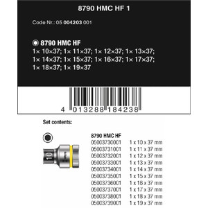 Socket Metric Set Wera 05004203001 Zyklop Accessories 1/2" Drive, 10Pc