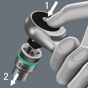 Gagang Shock Wera 05004063001 Zyklop Metal Ratchet Push 1/2" Drive