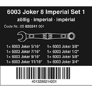 Kunci Ring Pas Inch Set Wera 05020241001 Joker Imperial - 8 Pc