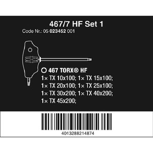 Kunci T Bintang Wera 05023452001 T-Handle Screwdriver Set Torx 7 Pcs